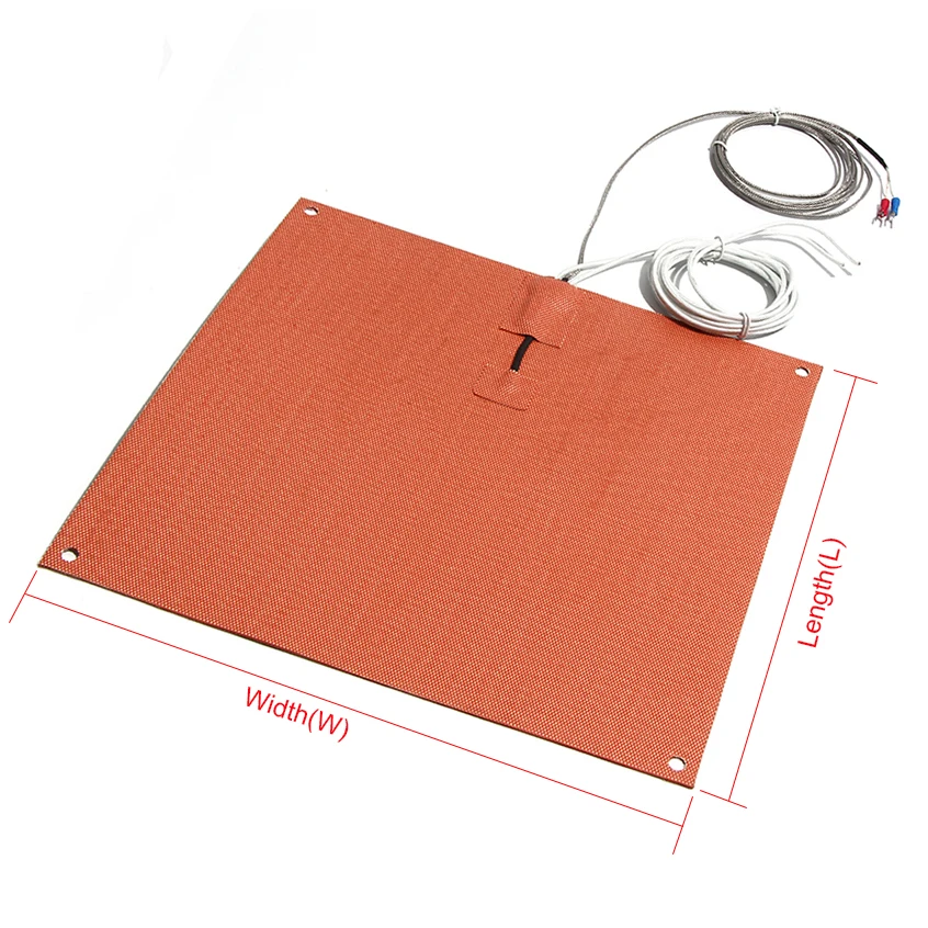 500*200-400mm Wire-wound Almofada De Aquecimento da Borracha 3 3M Auto-adesiva-K Termopar tipo 800W-1600W