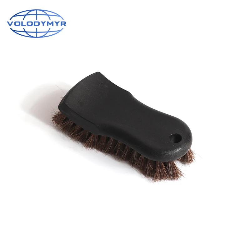 Horsehair Brush Rubber Handle Black Washing Hang Tools with Hole for Auto Detailing Car Interior Detail Cleaning Car Clean Wash