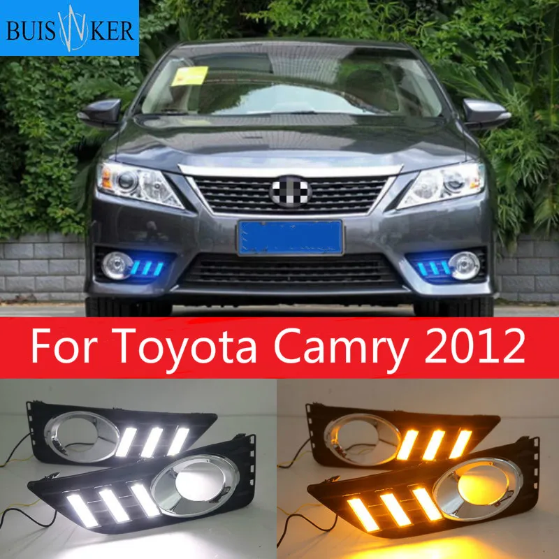 

1 Set LED DRL Daytime Running Lights Daylight Fog Lamp Cover With Yellow Turning Signal For Toyota Camry 2012