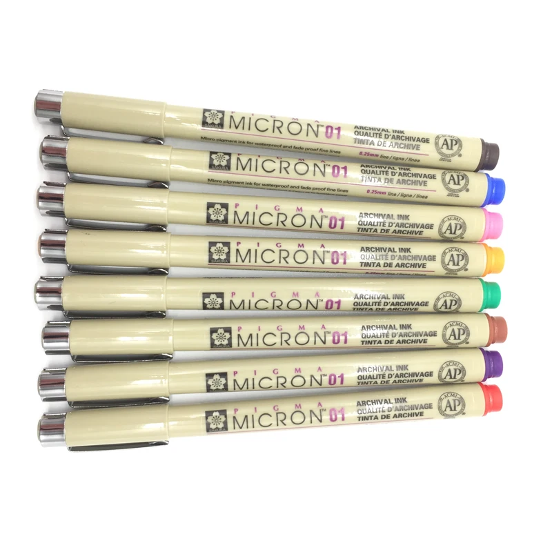 Set of 8/14colors Sakura Pigma Micron Liner Pen Set 0.25mm 0.45mm Fine Color Fineliner Drawing Pens Sketch Marker Art Supplies