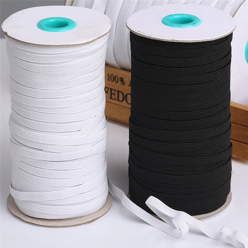 Elastic Band Masks White Black 3mm 6mm 8mm 10mm High Elastic Flat Rubber Band Waist Band Sewing Stretch Rope DIY Mask