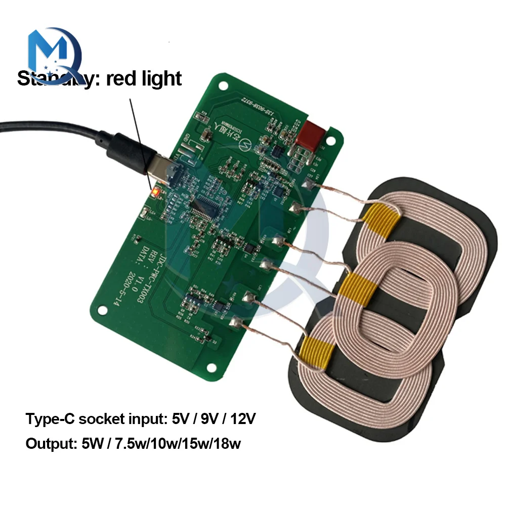 Qi Wireless Fast Charger 12V 5V 2A Charging Transmitter Module circuit board 5W/10W/15W/18W/20W + coil FOR CAR iPhone