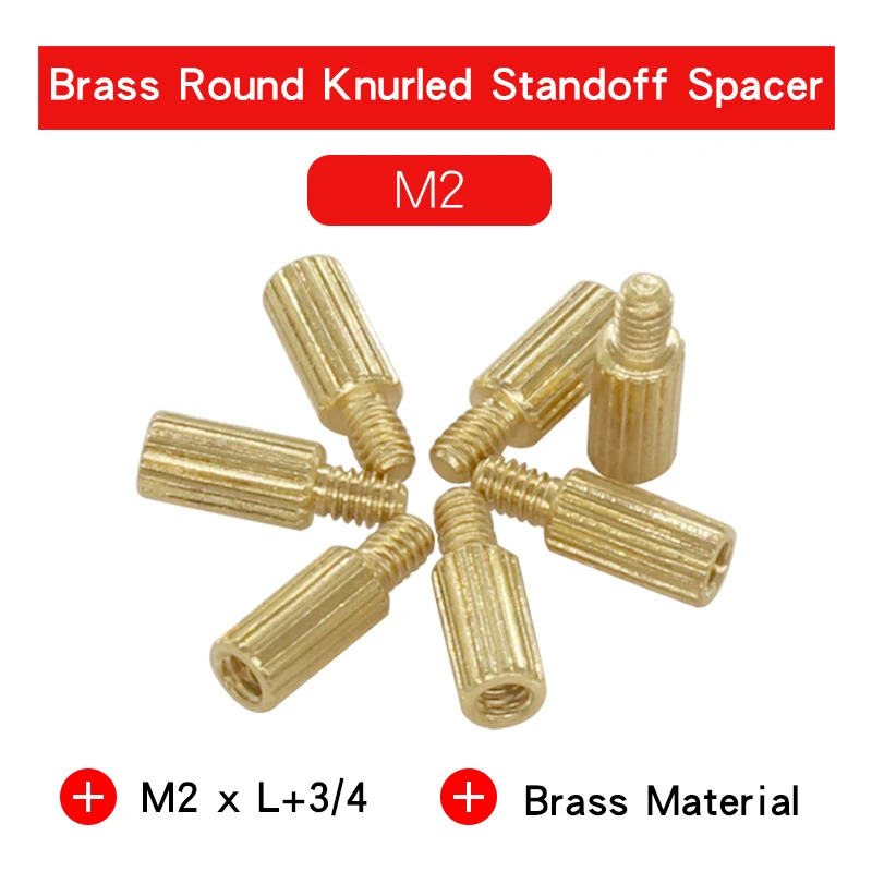 

50 PCS Brass Material Round Knurled Standoff Spacer M2*3 -M2*30 mm Male- Female Single Head Support Pillar Column For PCB Board