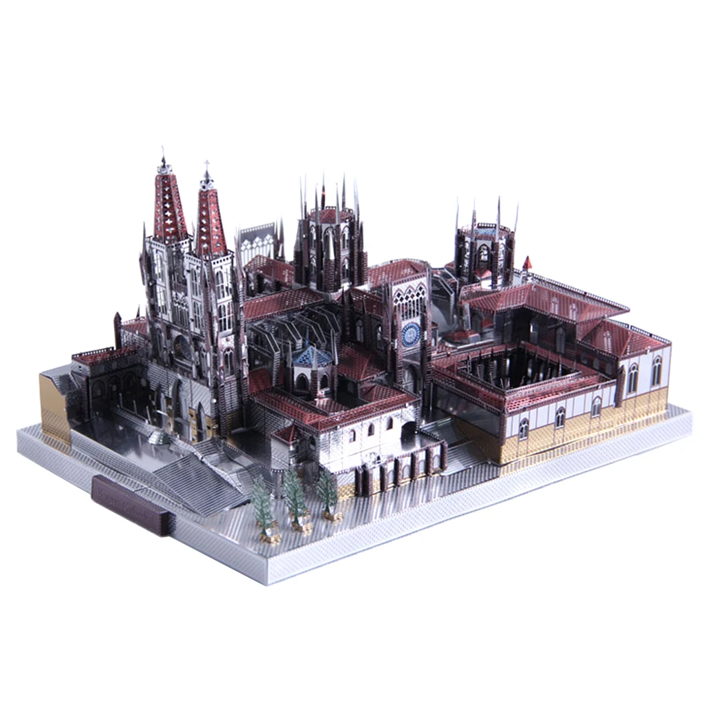 3D Metal Puzzle Famous Architect 229pcs Assemble Model Building Kit DIY Jigsaw - Spain Burgos Cathedral, Birthday Gift