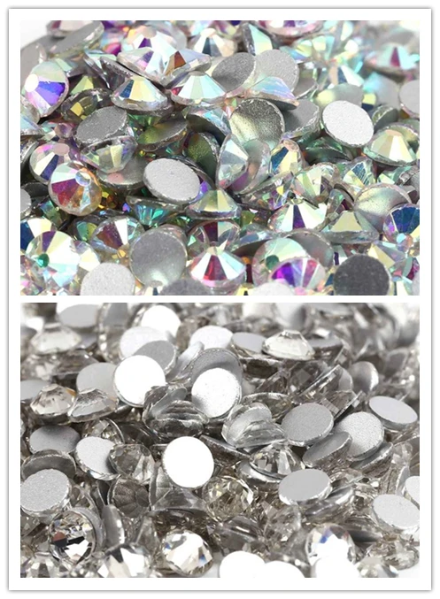 

10Bags Wholesale Crystal AB /Clear Color ss3-ss50 Non Hot Fix Rhinestones FlatBack Nail Art Rhinestones Garment Decorations