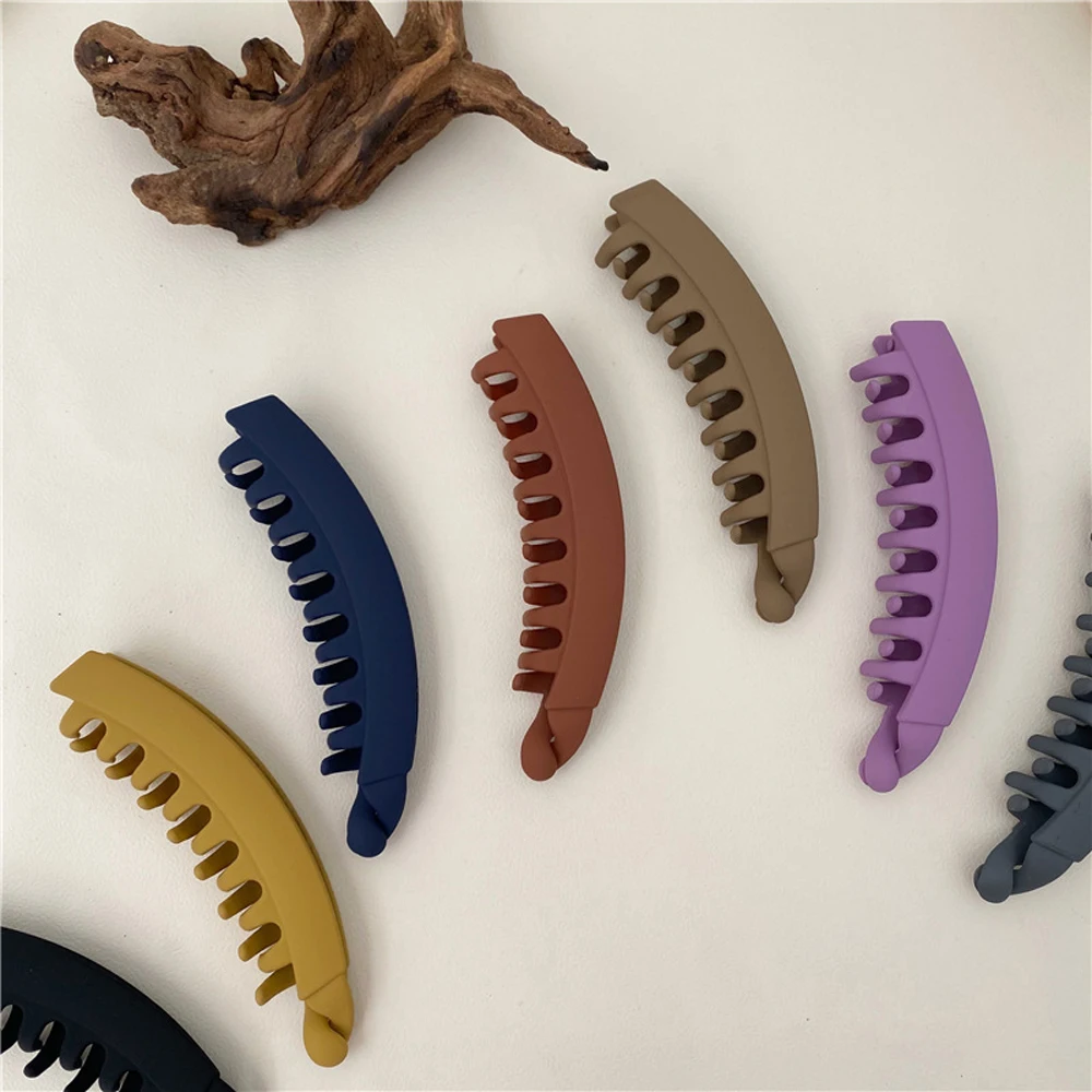 Solid Color Frosted Banana Clip Fashion Ponytail Holder Hair Clips Hairpins Barrettes Women's Hair Accessories