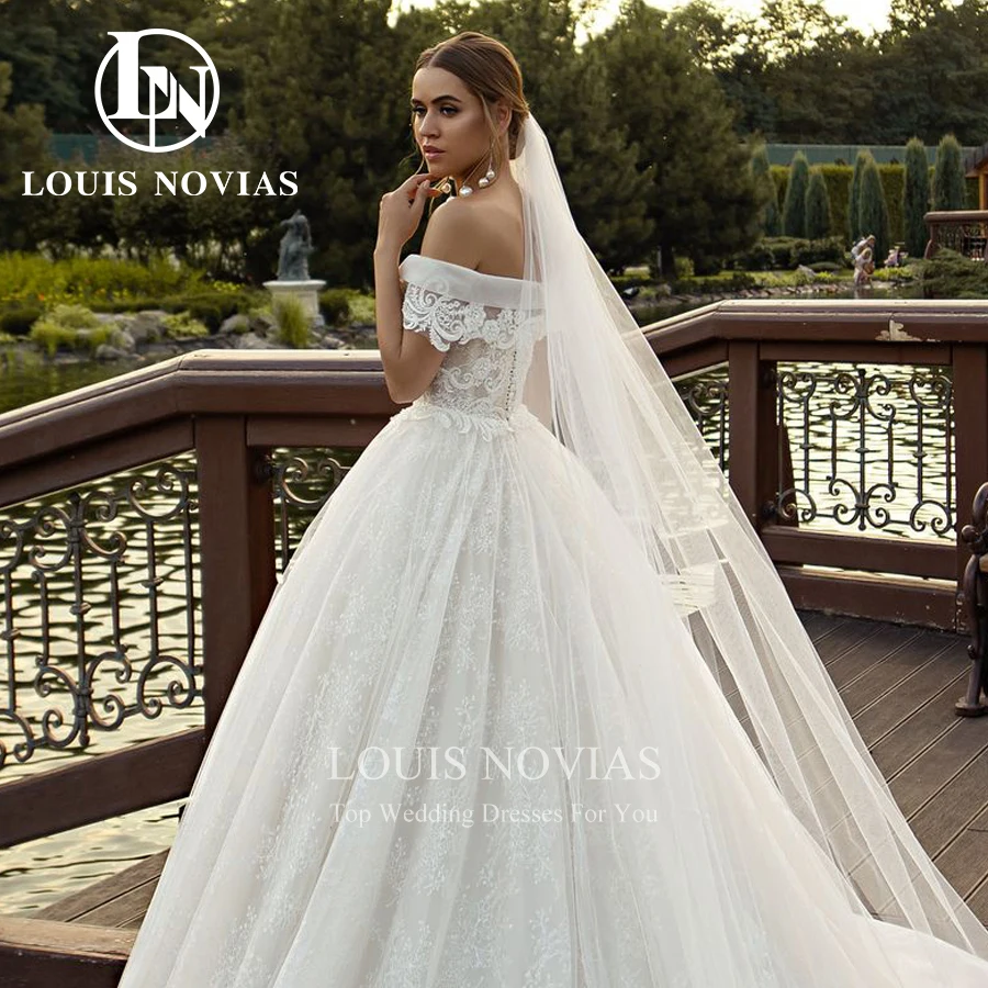 LOUIS NOVIAS luksusowe suknie ślubne dla kobiet Off the Shoulder suknia ślubna haft Sweetheart seksowna linia A Vestidos De Novia