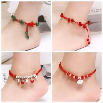 New fashion Korean style simple bell red rope anklet For Women girl Accessories  jewelry wholesale
