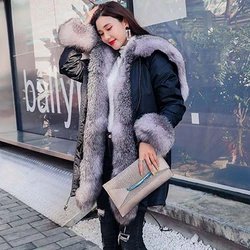 New winter jacket angel wings fox fur coat pie overcoming fur coat rabbit fur liner hooded fashion and luxury