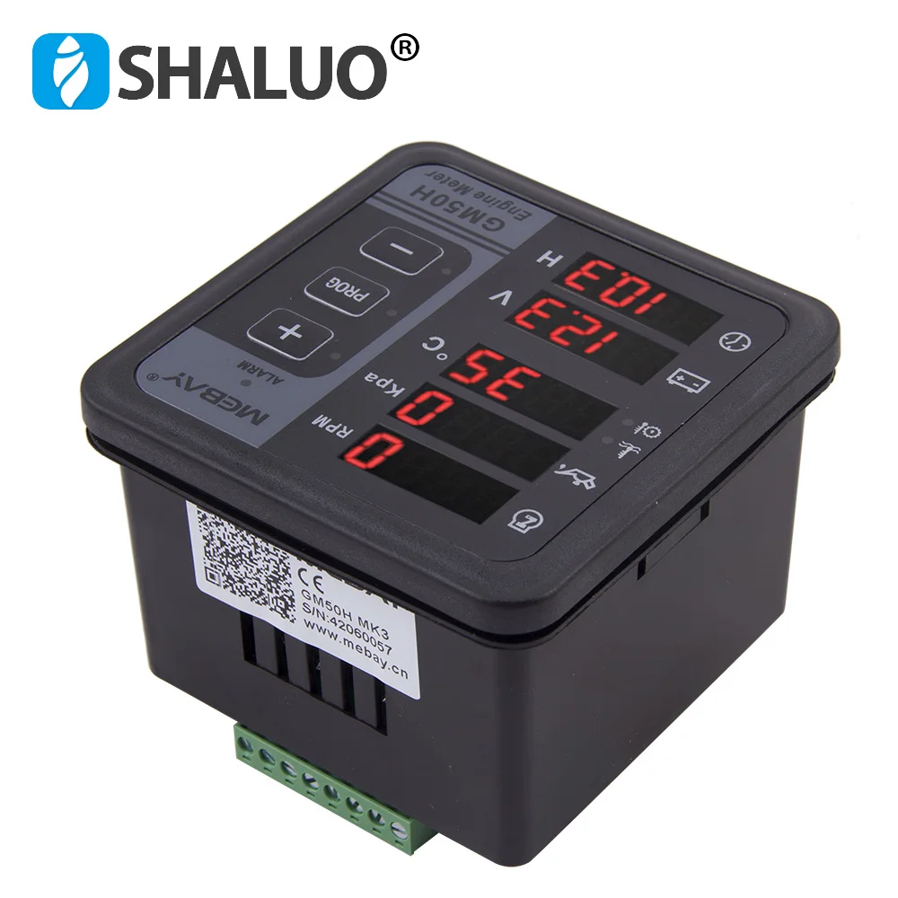 Mebay GM50H MK3 Engine Multi Function Digital Meter Diesel Generator Monitor with Water Temperature Sensor Oil Pressure Sensor