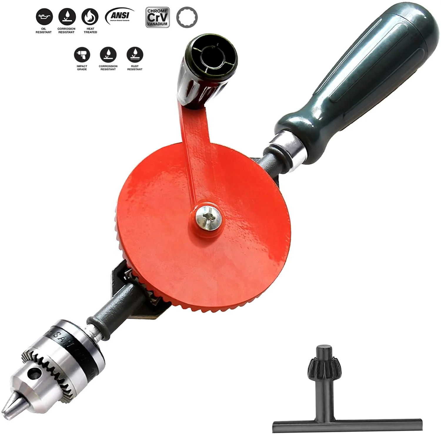 

Hand Drill Speedy Powerful Manual Hand Crank Drill 3/8" 1/4"(0.8MM-1.8MM) With S/S cast 3 Jaw Chucks,ABS Anti Slip Handle