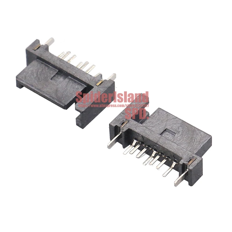 1000pcs SATA 7P Male Socket A type 180 Degree Straight Plug Double Harpoon Positioning SATA Connector For PCB Weld data cable