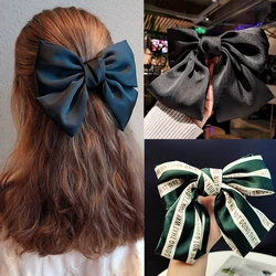 New Big Large Barrette Bow Satin Ribbon Hair Clip Tie Spring Headbands For Women Girls Fashion Hairpin Ponytail Hair Accessories