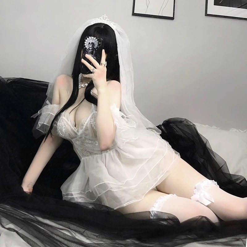 

Japanese Sexy Lingerie for Women Bride Cosplay Uniform Maid Temptation Porn Roleplay Lace Nightdress Cute Costumes Wedding Dress