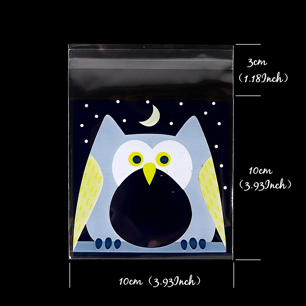 50/100 pcs 10x13cm Opp Self-Stick Transparent Packing Bear Owl Cookie Candy Wedding Birthday Christmas Party Gift Bag Wholesale