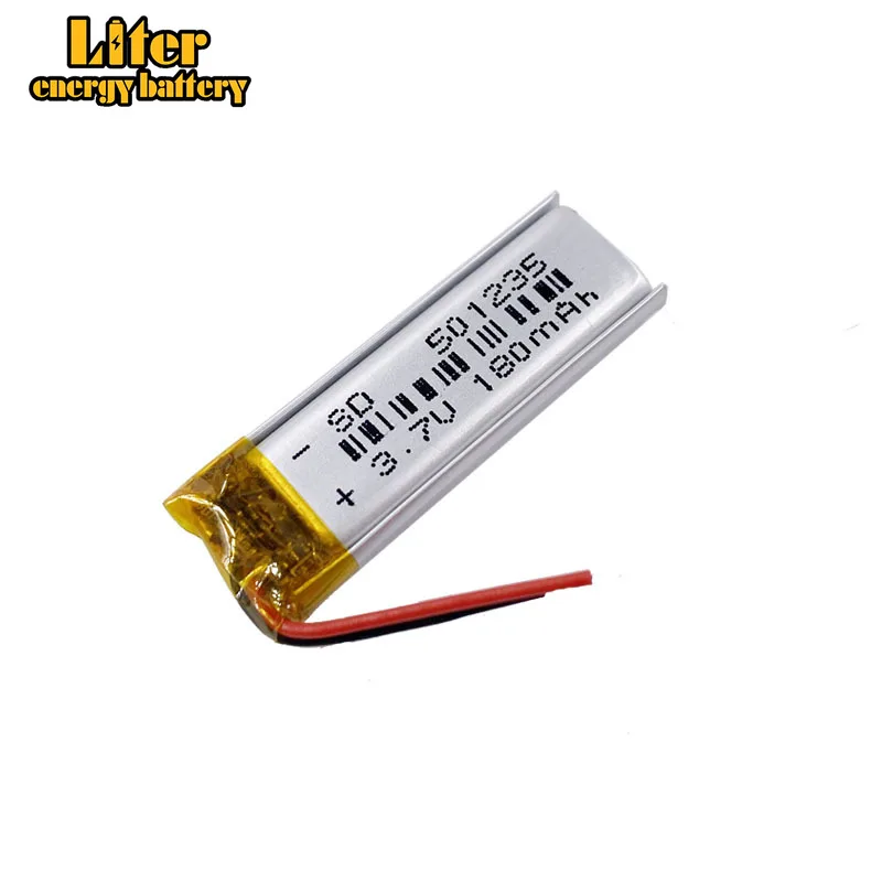 Li-Po 3.7V 180mAh 501235 PLUG Lithium Polymer Li-Po li ion Rechargeable Battery cells For Mp3 MP4 MP5 GPS mobile bluetooth