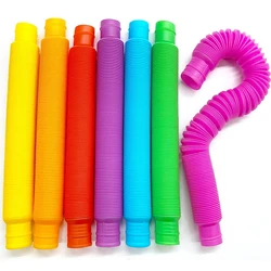 2/5PCS Mini Pop Tubes Sensory Toy For Kids Adult Creative Magical Plastic Bellows Squeeze Folding Fidget Stress Relief Toy 1.9cm