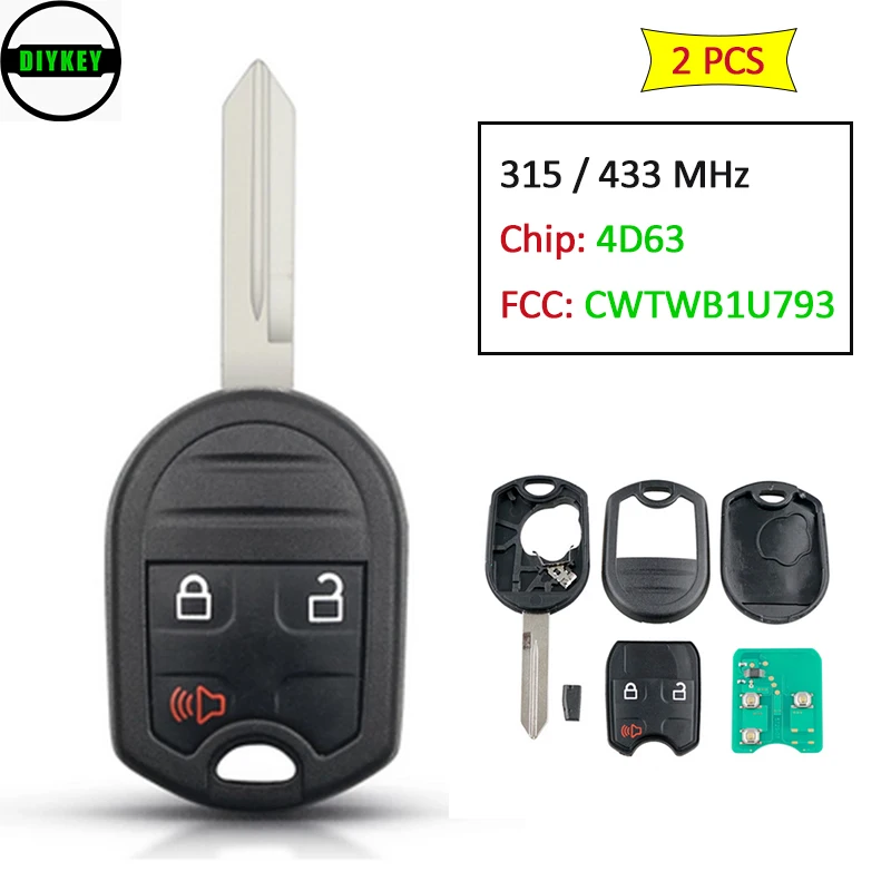 

DIYKEY CWTWB1U793 Car Remote Key For Ford Explorer F150 F250 F350 2004 -2012 Smart Car Key 315Mhz / 433Mhz 4D63 Chip Keyless