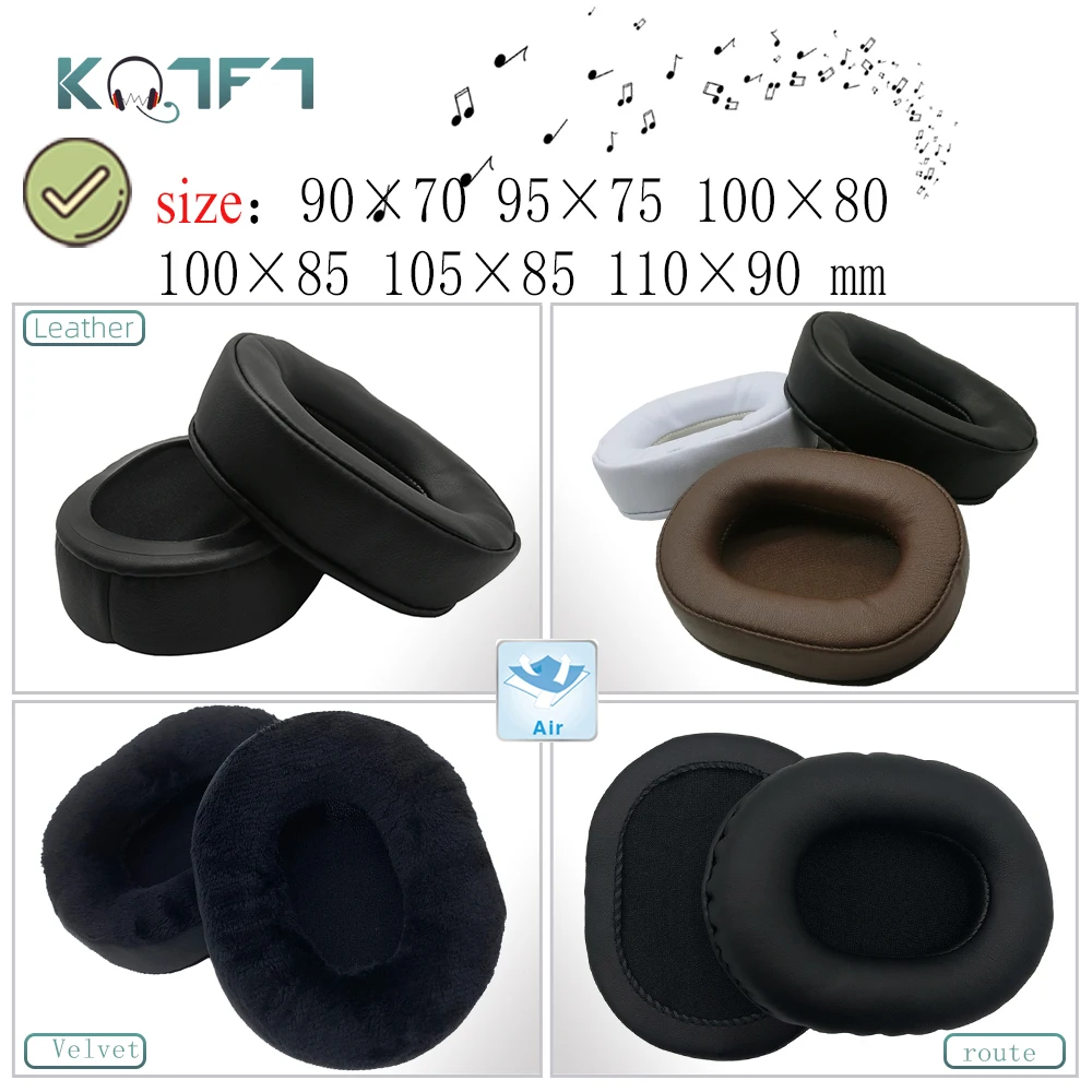 KQTFT All size Black Universal Replacement EarPads for 90*70 95*75 100*80 100*85 105*85 110*90mm Square ellipse Headphones Parts