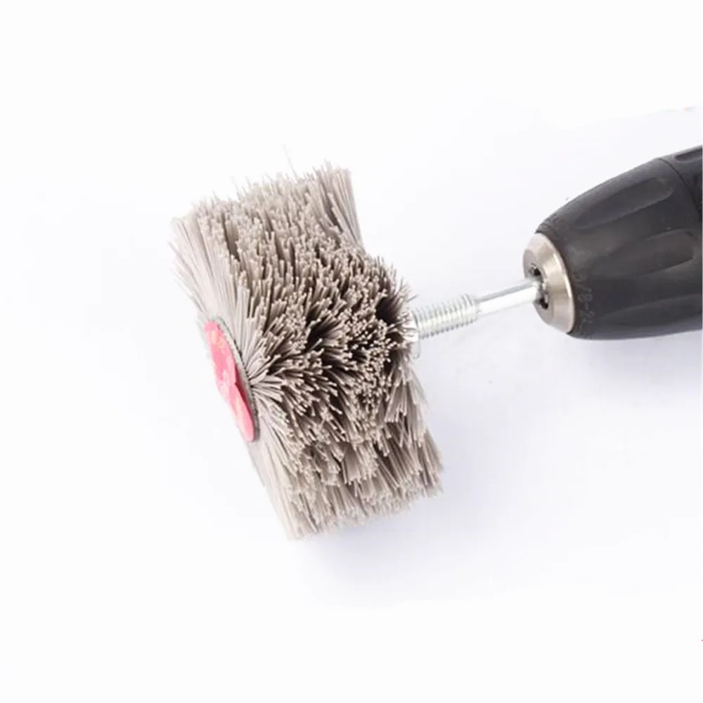 Spazzola per lucidatura per la lavorazione del legno spazzola per lucidatura a filo abrasivo in Nylon Set di strumenti per lucidatura per intaglio del legno a forma di T 7 pezzi