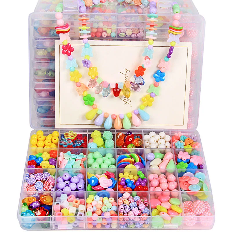 DIY Handmade Beaded 24 Grid Toy Handmade Toddlers Beads for Girl Jewelry Making Bracelets Girls Toys Creative DIY Bracelet Toys