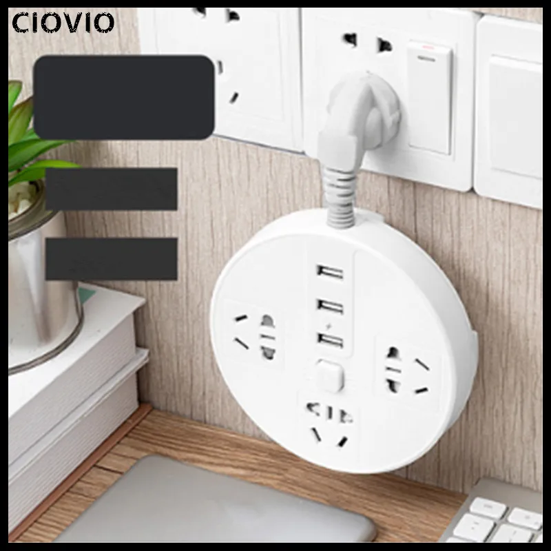 Electrical Sockets 3 Cubes 3 Usb Panel Porous Socket Converter Plug Board with Cable Row Long Line Wireless Home Terminal