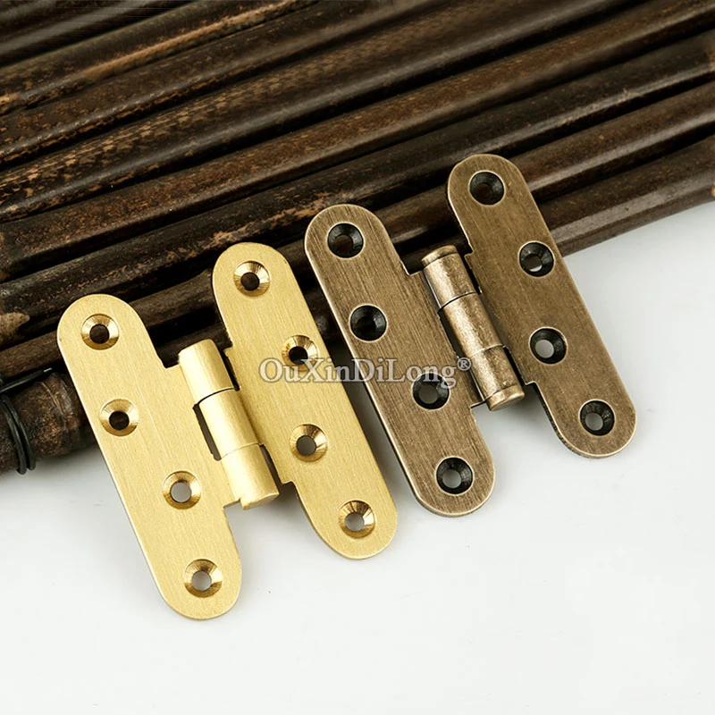 Retro 20PCS Solid Brass H Shape Furniture Hinges Cupboard Wardrobe Closet Cabinet Door Hinges Wood Case Box Hinges+Screws