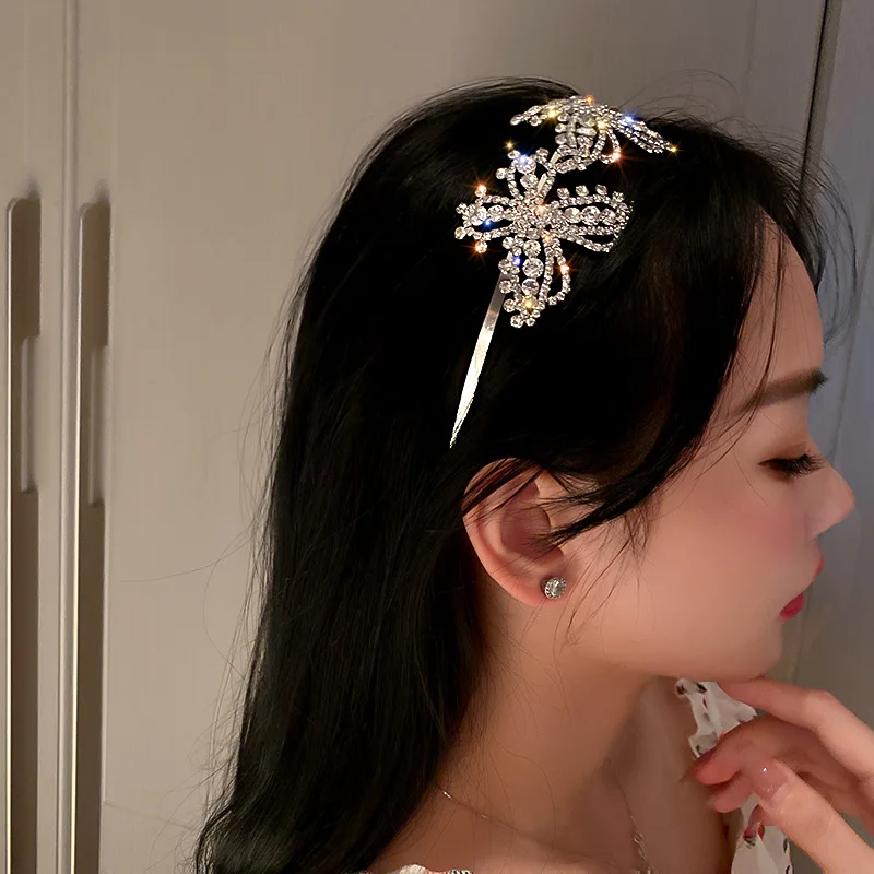 Luxury Handmade Full Crystal Rhinestone Flower Butterfly Hairband Headband Bridal Wedding Hair Jewelry Accessories