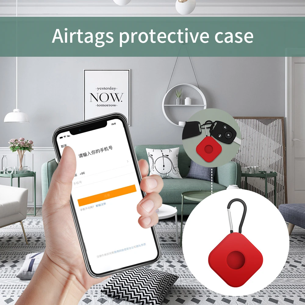 Silicone Protector Cover For AirTags Shockproof Anti-Scratch Anti-Fall With Keychain Sleeve Protective Case Shell For Airtag