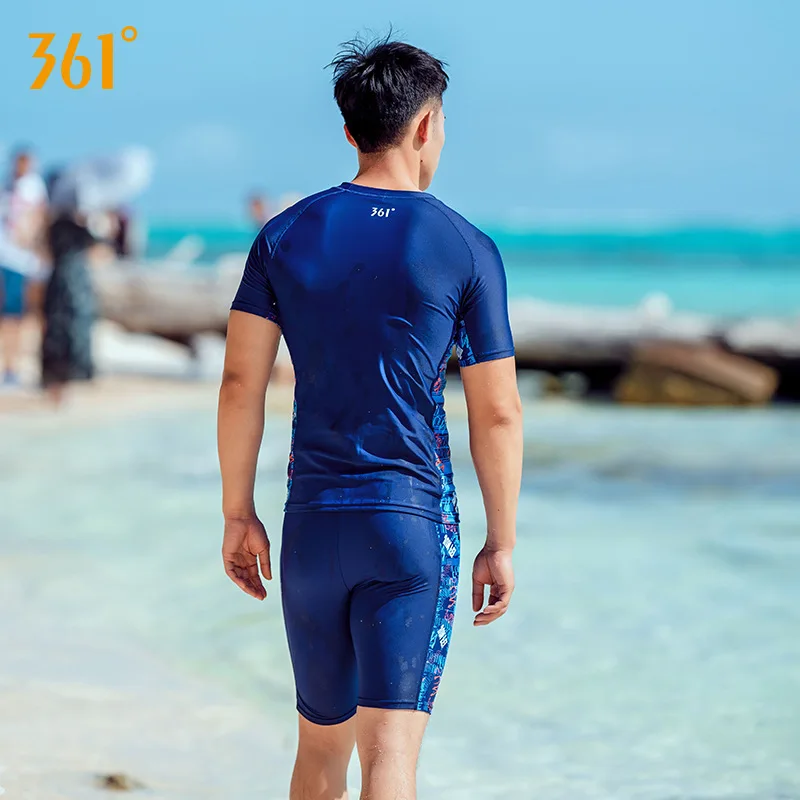 Men Swim Shirts+Trunks Beach Shorts Boxer Briefs Men Swim Bathing Suit Rash Guard Water Sport Surfing Beach Short Pants+T-Shirt