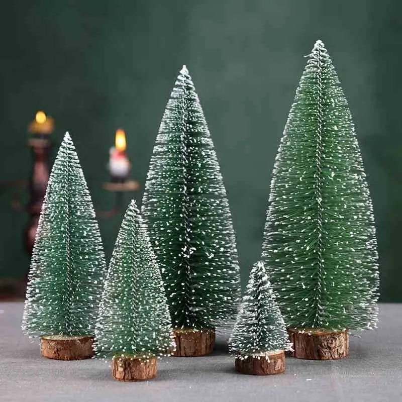 2Pcs/lot Small artificia christmas tree New year's Gift decorations 2021 for home Table decor Fake green pine tree Photo Prop