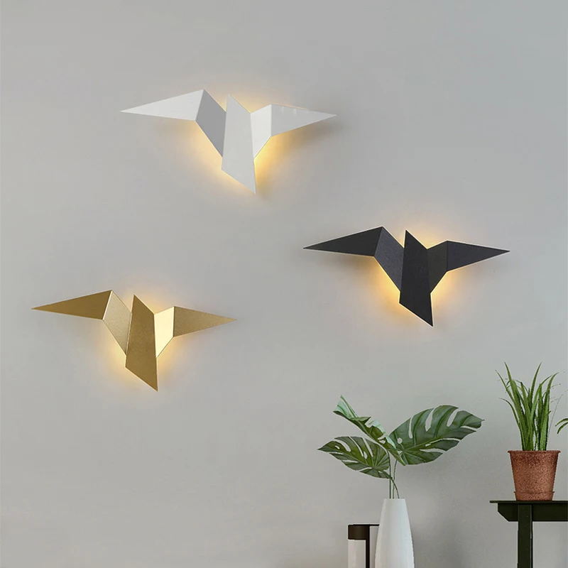 

Creative Bird LED Wall Lamp White Black Gold Nordic Minimalist Style Sconce Wall Lights Bedroom Corridor Living Room 220V