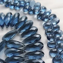 2Pieces loose beads london blue color quartz drop pear faceted 8*20mm for DIY jewelry making FPPJ wholesale nature gemstone