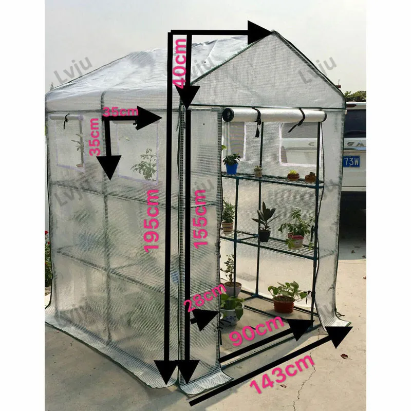 Lvju 214x143x195cm Solar Heating Garden Tunnel Agricultural Greenhouse For Seedlings Vegetable Tent