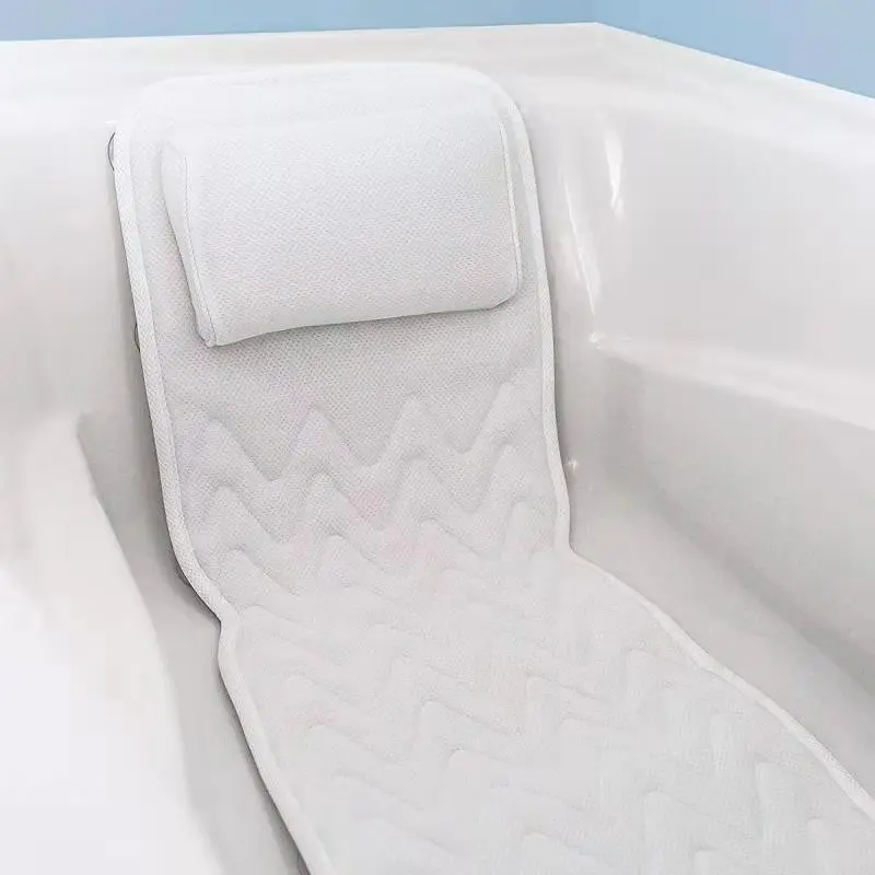 

Bath Cushion Extra-Large Full Body Bath Tub Pillow Non-Slip Spa Bathtub Mat Mattress Pad Super Thick Breathable 3D Mesh Layers