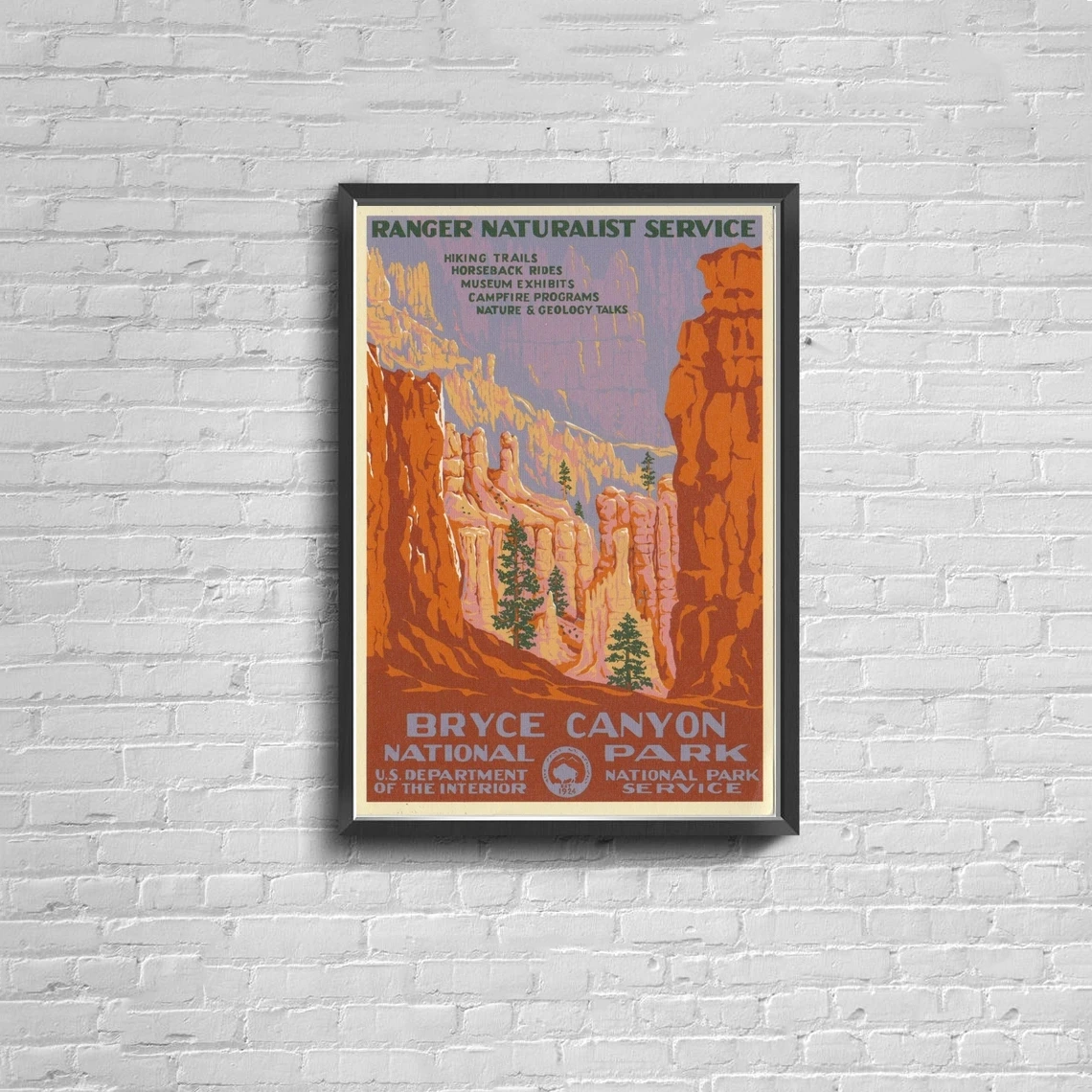 Bryce Canyon Vintage Print Travel poster Canvas Poster Print Home Wall Painting Decoration (No Frame)