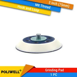 POLIWELL 3 Inch 75mm 6-Hole M8 Thread Back-up Sanding Pad Hook and Loop Foam Grinding Pad for Pneumatic Rotary Tool Sander Parts