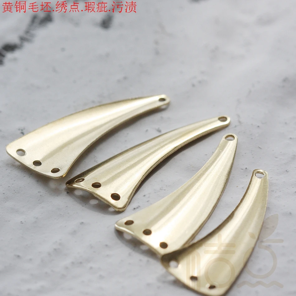 DIY Supply-Solid Brass Curved Earring Findings with 4 Holes - 33x13mm (3890C)
