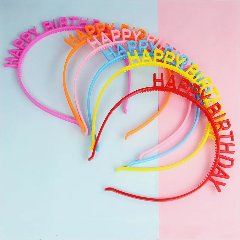 ins color headband children's plastic jewelry happy birthday kids party headdress headband birthday hat