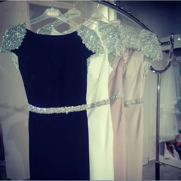 شحن مجاني رداء de soiree 2014 جديد مثير مثير بدون ظهر أكمام vestido de festa longo كريستال فساتين سهرة رسمية للحفلات