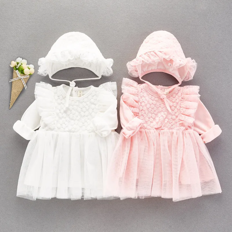 Long Sleeve Lace Baby Girl Dress Party and Wedding Dresses Baptism Princess Cotton Baby Girls Clothes Autumn New
