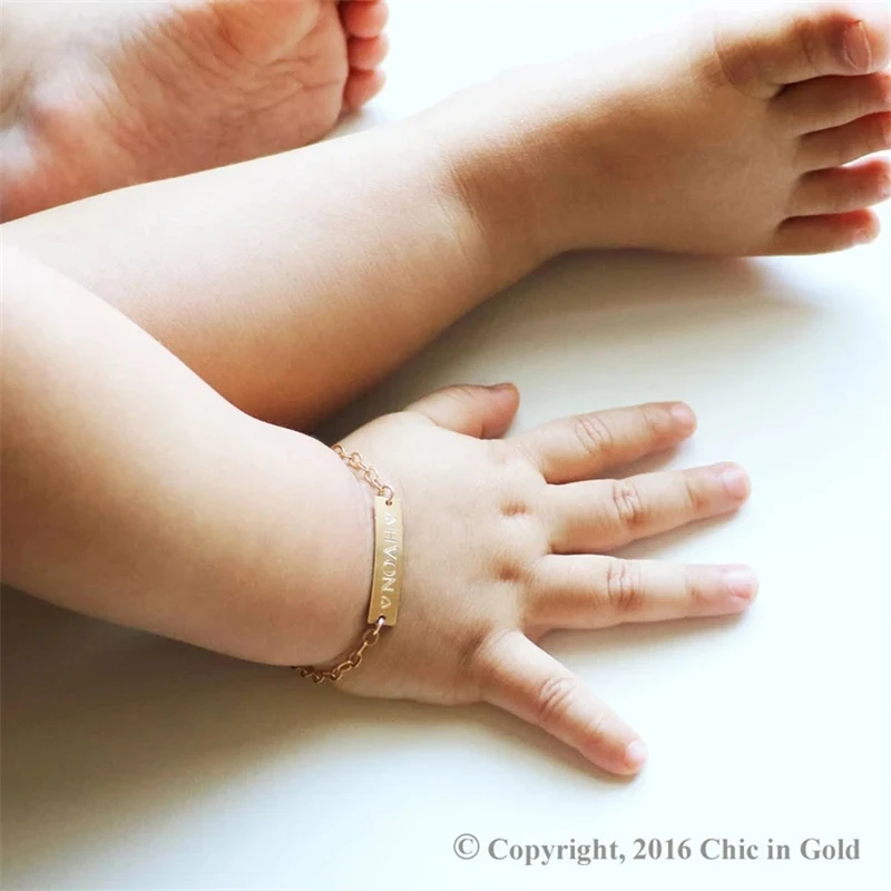 Custom Baby Name Bracelet Stainless Steel Adjustable Baby Toddler Child ID Bracelet Personalized Girl Boy Birthday Gift BFF