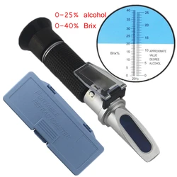 Wine Refractometer Alcohol 0-25% Sugar Content Meter Brix Tester 0-40% Red Wine Concentration Tool