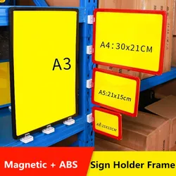 5 Pieces A6 Magnetic Warehouse Classification Label Sign Holder Stand Frame Supermarket Price Listing Poster Holder Frame