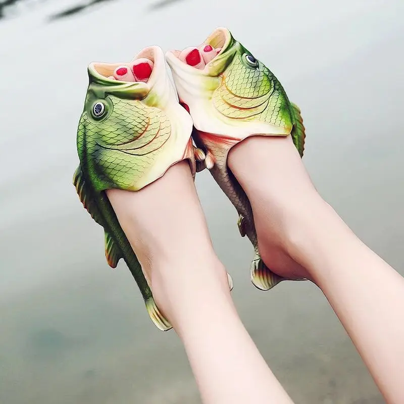 Chanclas de pescado para niños, zapatillas familiares, zapatos de playa, toboganes, zapatos de baño para bebés, zapatos planos divertidos, sandalias