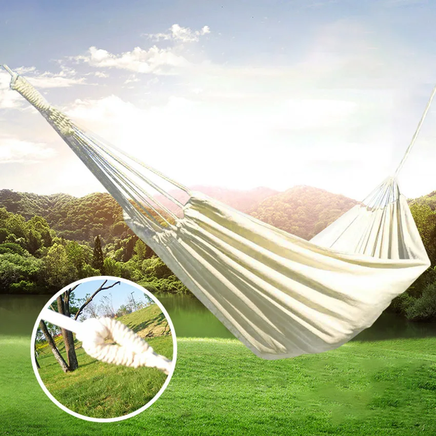 

Double Hammock Outdoor Rollover Prevention Camping Canvas Hanging Swing Bed for Patio Travel Hiking 200x150cm 200x80cm