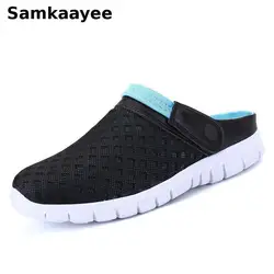 Plus Size 36-46 Mens Sandals Summer Garden Shoes Mesh Slippers Soft Bottom Beach Clogs Womens Slip-On Solid Breathable Zapatos 3