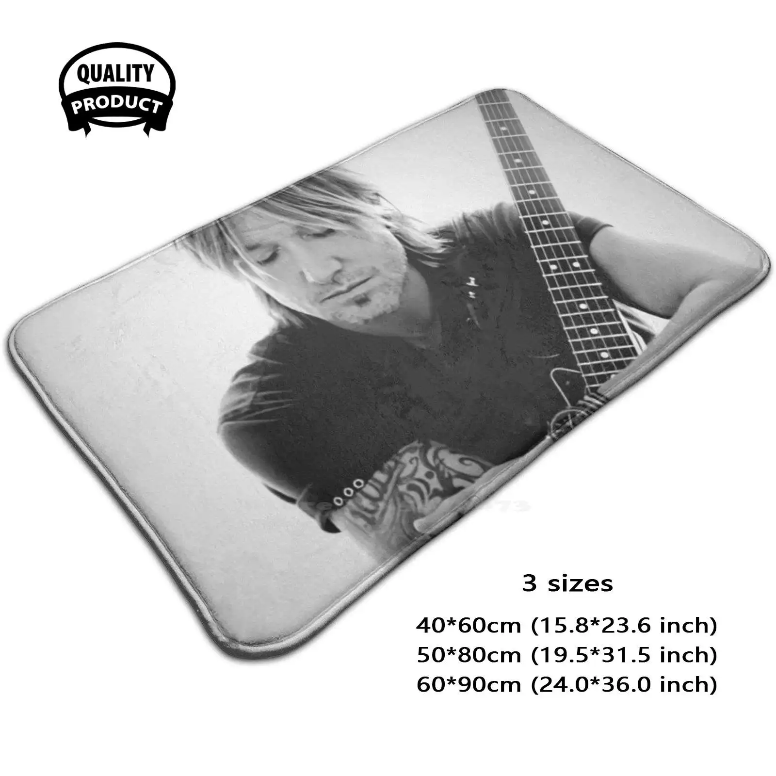 Poses With Favorite Guitar Soft Cushion Home Carpet Door Mat Car Rug Spotlight Handsome Mens Music Life Band American Singer