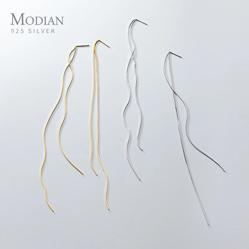 MODIAN-pendientes colgantes de doble capa para mujer, de Plata de Ley 925, con diseño geométrico Simple, joyería fina