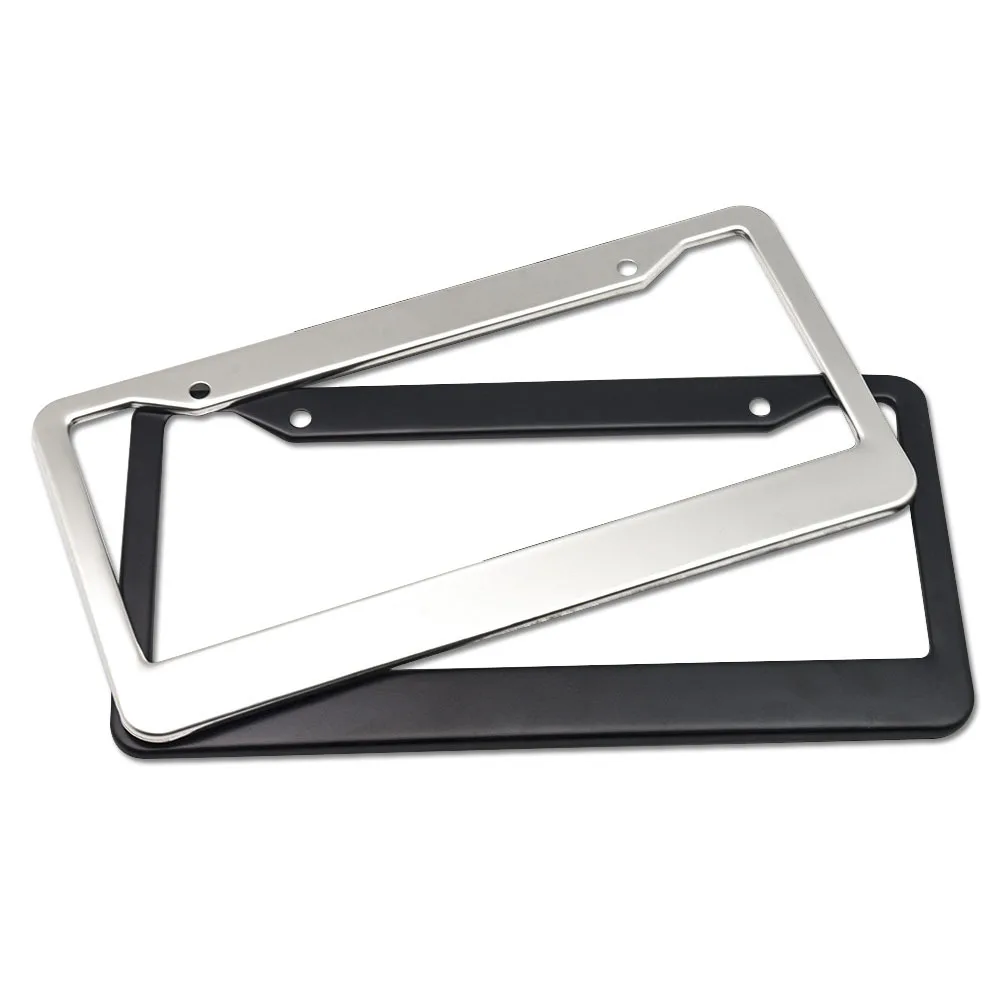 1 PC American Standard Stainless Steel License Plate Frame United States Canada Black Silver Car Number Frame Holder With Screws
